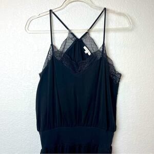 TEA N ROSE Black Full Length Jumpsuit with Beautiful Lace Detail Size L
